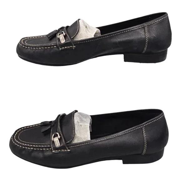 Womens Mootsies Tootsies Black Leather Loafers Flats Size 10W Comfort Slip On - Picture 5 of 12